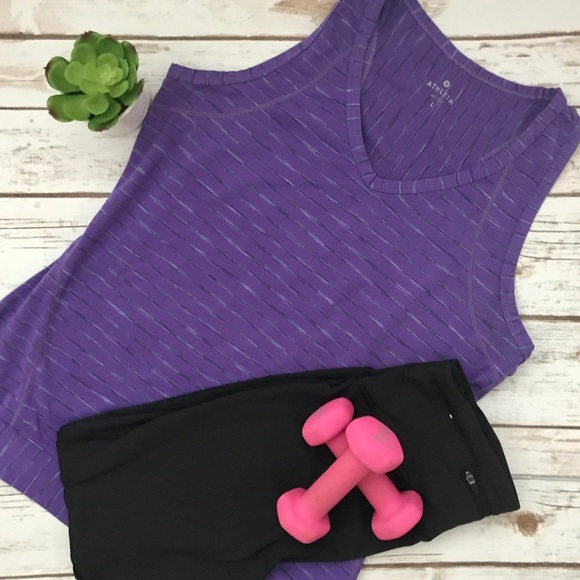 Athleta Tops - Athleta Purple Racerback Tank with Stripes